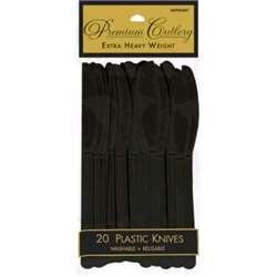 Jet Black Heavy Weight Knives, 20 ct | Party Supplies
