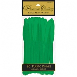 Festive Green Heavy Weight Plastic Knives - 20ct | | Party Supplies