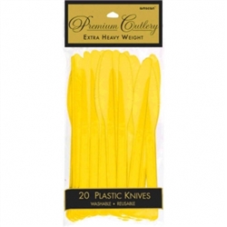 Yellow Sunshine Heavy Weight Plastic Knives - 20ct | Party Supplies