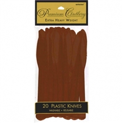 Chocolate Brown Premium Plastic Knives - 20ct. | Party Supplies