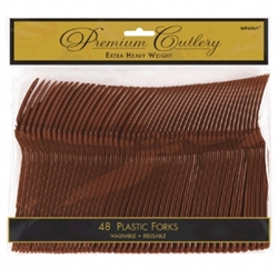 Chocolate Brown Premium Plastic Forks - 48ct. | Party Supplies