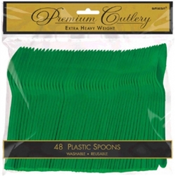 Festive Green Heavy Weight Plastic Spoons - 48ct | Party Supplies
