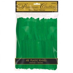 Festive Green Heavy Weight Plastic Knives - 48ct | Party Supplies