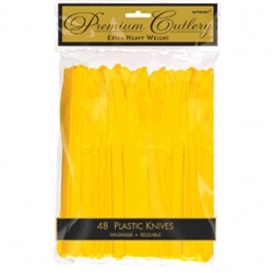 Yellow Sunshine Heavy Weight Plastic Knives - 48ct | Party Supplies