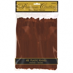 Chocolate Brown Premium Plastic Knives - 48ct. | Party Supplies