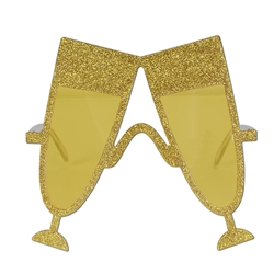 Gold Glittered Champagne Glass Fanci-Frame Sunglasses