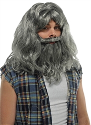 Gray Wig & Beard Set | Party Supplies