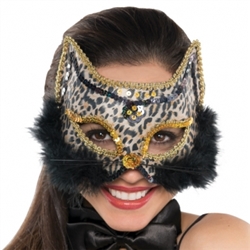Leopard Marabou Fancy Mask | Party Supplies