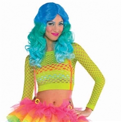 Electric Party Fishnet Crop Shirt | Party Supplies