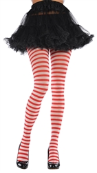 Red/White Striped Tights - Adult | Party Supplies