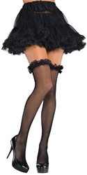 Fishnet Thigh Highs with Ruffle Top - Adult | Party Supplies