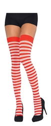 Red/White Striped Thigh Highs - Adult | Party Supplies