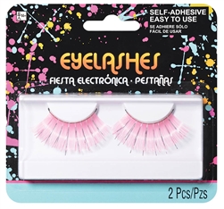 Electric Party Neon Pink w/Silver Tinsel Jumbo Eyelashes | Party Supplies
