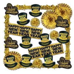 Glistening Gold New Year Decorating Kit - 24 Pieces
