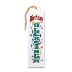 White Birthday Blessings Inspirational Ribbon