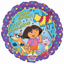 18" Dora Birthday Foil/Mylar Balloon