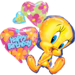 32" Tweety Birthday Cluster Foil/Mylar Balloon