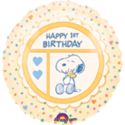 18" Peanuts 1st Birthday Foil/Mylar Balloon