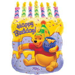 18" x 23" Pooh Cake with Candles Balloon