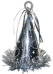 Silver Fringed Foil Wrapped Balloon Weight | New Year's Eve Decorations