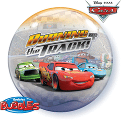 22" Cars Burning Up Track Bubble Foil/Mylar Balloon