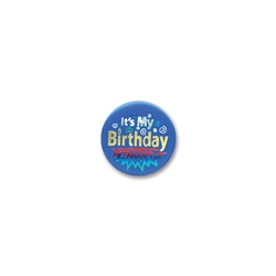 Blue It's My Birthday Satin Button