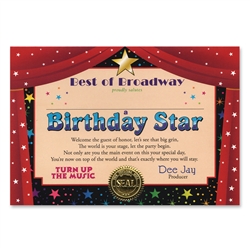 Birthday Star Certificate Greeting