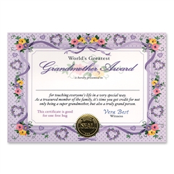 World's Greatest Grandmother Certificate Greeting