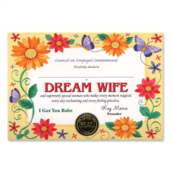 Dream Wife Certificate Greeting