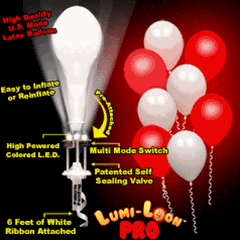 Lumi-Loons(Pro) White Balloons with Red Lights for Sale