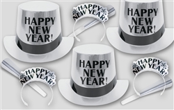 Silver & Black New Years Hats, Tiaras & Horns for 100 people