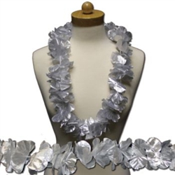 Silver Flower Silk Leis