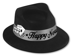 Black Fedora with Silver Band with Card Selection | New Year's Eve Party Favors