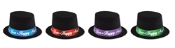 Black Velour Top Hat with Assorted Colored Bands