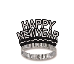 Happy New Year Black & Silver Crown Tiaraa | Party Supplies