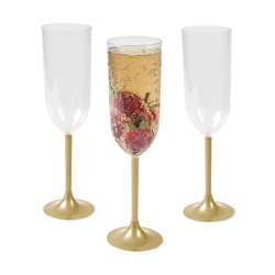 Champagne Glasses with Gold Stems | Party Supplies