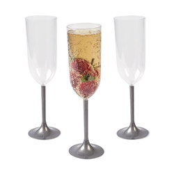 Champagne Glasses with Silver Stems | Party Supplies