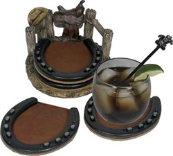 5 Piece Horseshoe Coaster Set | Kentucky Derby Party Supplies