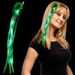 Green/White LED Ribbon Hair Clip | New Year's Eve Party Favors