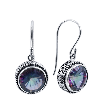 Sterling Silver Round Mystic Topaz Earrings