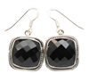 Sterling Silver Faceted Onyx Earrings