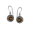 Sterling Silver Faceted Round Citrine Dangle Earrings