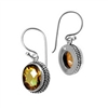 Sterling Silver Faceted Oval Citrine Dangle Earrings