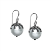 Sterling Silver Oval Shell Pearl Dangle Earrings