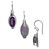 Sterling Silver Faceted Oval Amethyst Dangle Earring