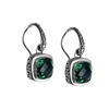 Sterling Silver Faceted Square Green Quartz Dangle Earrings