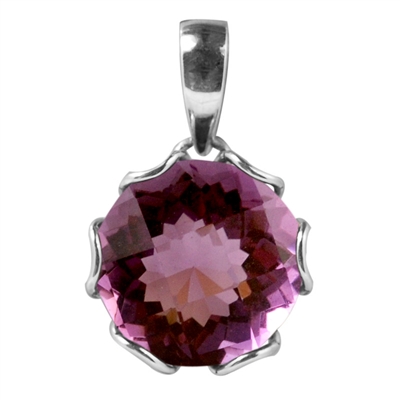 Sterling Silver Round Amethyst Pendant