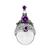 Sterling Silver and Amethyst Bali Crown Prince Pendant
