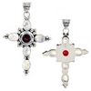 Sterling Silver Garnet Bali Cross Pendant