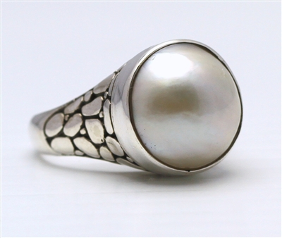 Sterling Silver Crocodile Mabe Pearl Ring